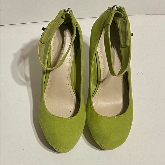 Bamboo Womens Ankle Strap High Stiletto Heel Platform Pumps Sz:7 1/2 green - Picture 1 of 5